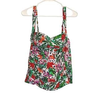 Caribbean Joe Women’s 2X Tropical Floral Tankini Top Plus Size Swimwear